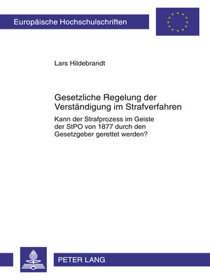 cover image of Gesetzliche Regelung zur Verstaendigung im Strafverfahren